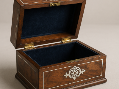 Victorian Walnut & Mother of Pearl Jewelry Box c.1870