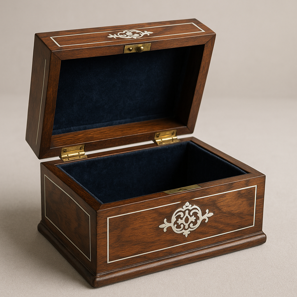 Victorian Walnut & Mother of Pearl Jewelry Box c.1870
